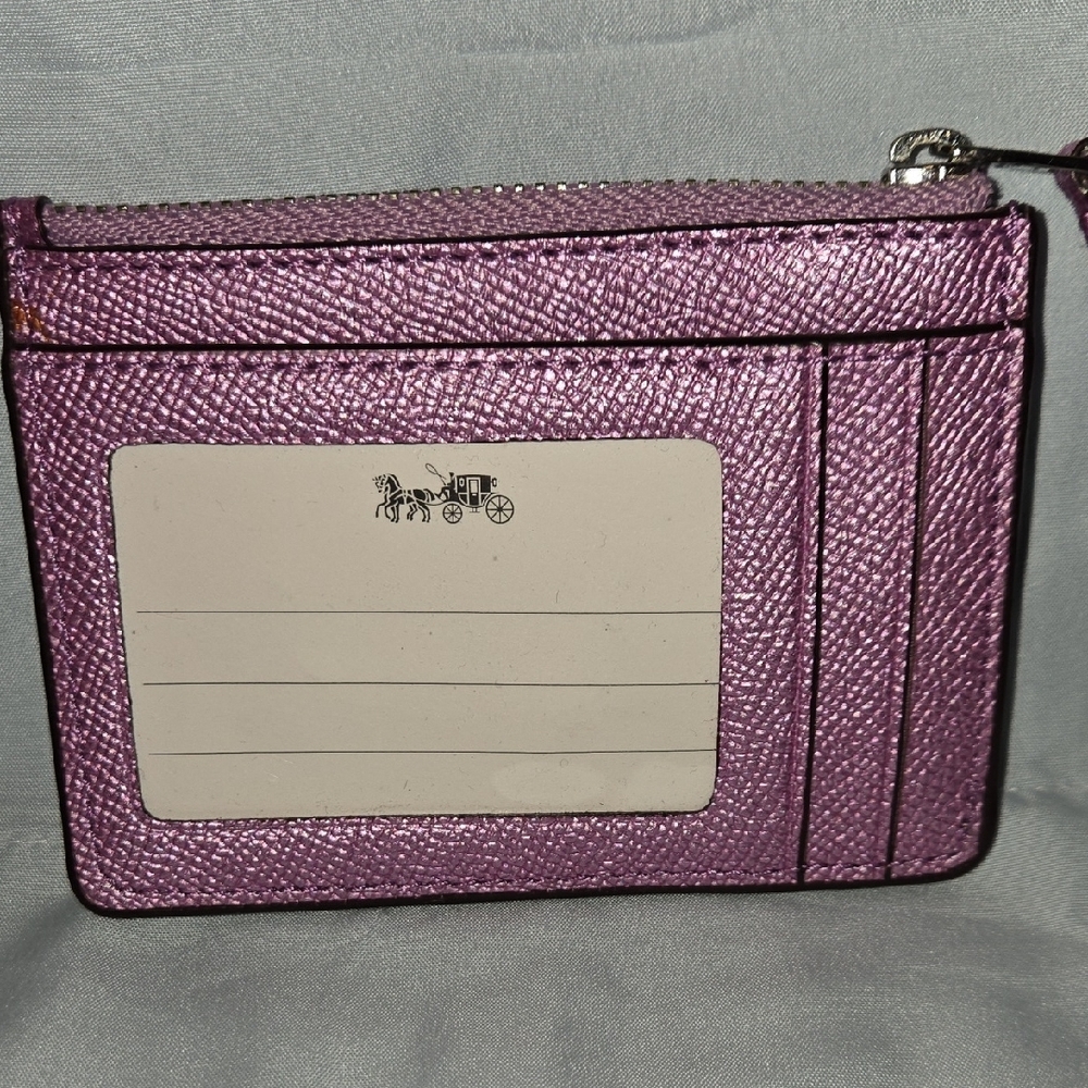 Coach Metallic Purple Card Wallet - Picture 3 of 9